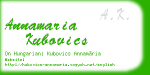 annamaria kubovics business card