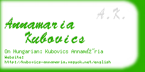 annamaria kubovics business card